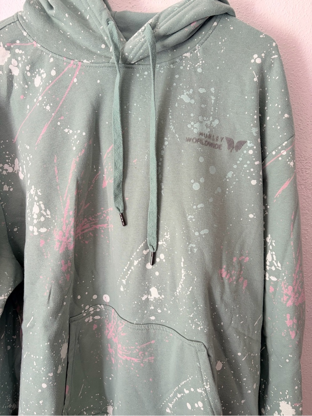 Hurley Mint Green Paint-Splatter Hoodie - Picture 3 of 4